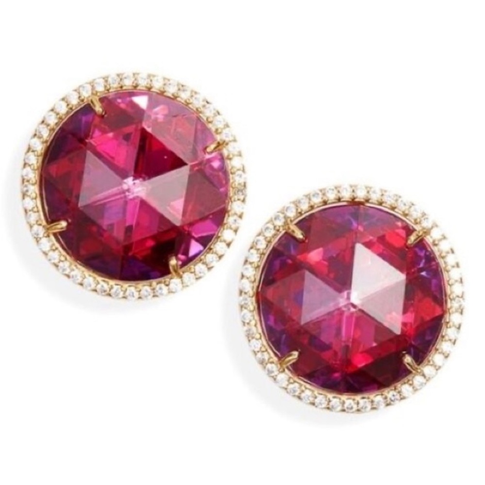 Kate Spade She Has Spark Stud Earrings CZ fuschia